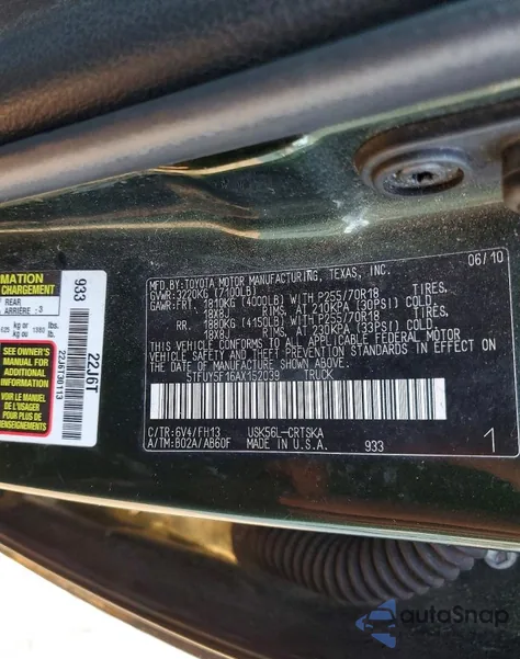 2010 Toyota Tundra Double Cab Sr5 z USA, uszkodzony, nr VIN 5TFUY5F16AX152039